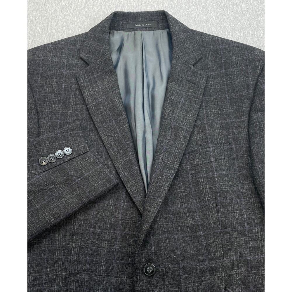 Calvin‎ Klein Blazer Mens 42R Plaid 100% Wool 2-Button Single Breast Lined